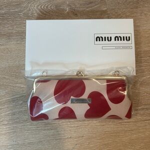 Miu Miu Red and White Heart Clutch